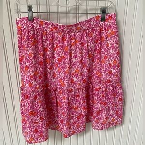 J. Crew Pink and Orange Floral A-Line Skirt